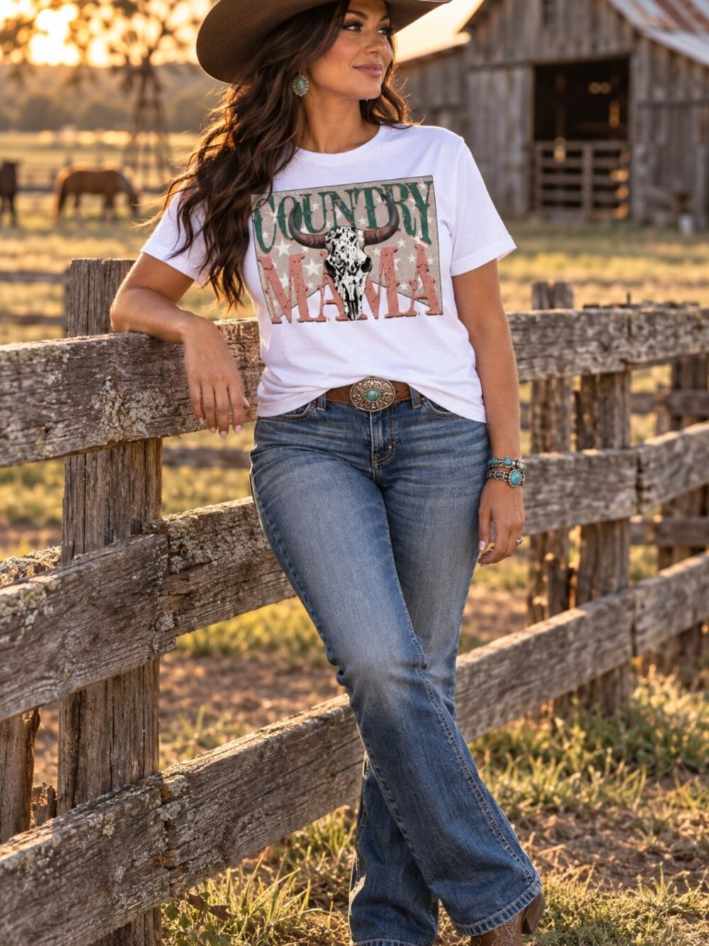 Country Mama Graphic T Shirt Trendy Western Style Tee Women Gifts White